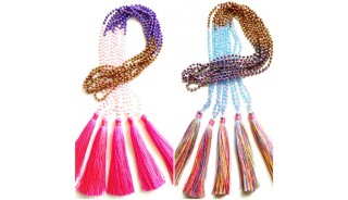 crystal small beads colorful design tassels necklaces wholesale